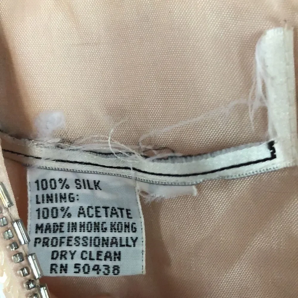 VINTAGE Deadstock Loehmann’s back room Pink silk beaded dress L - Picture 5 of 16